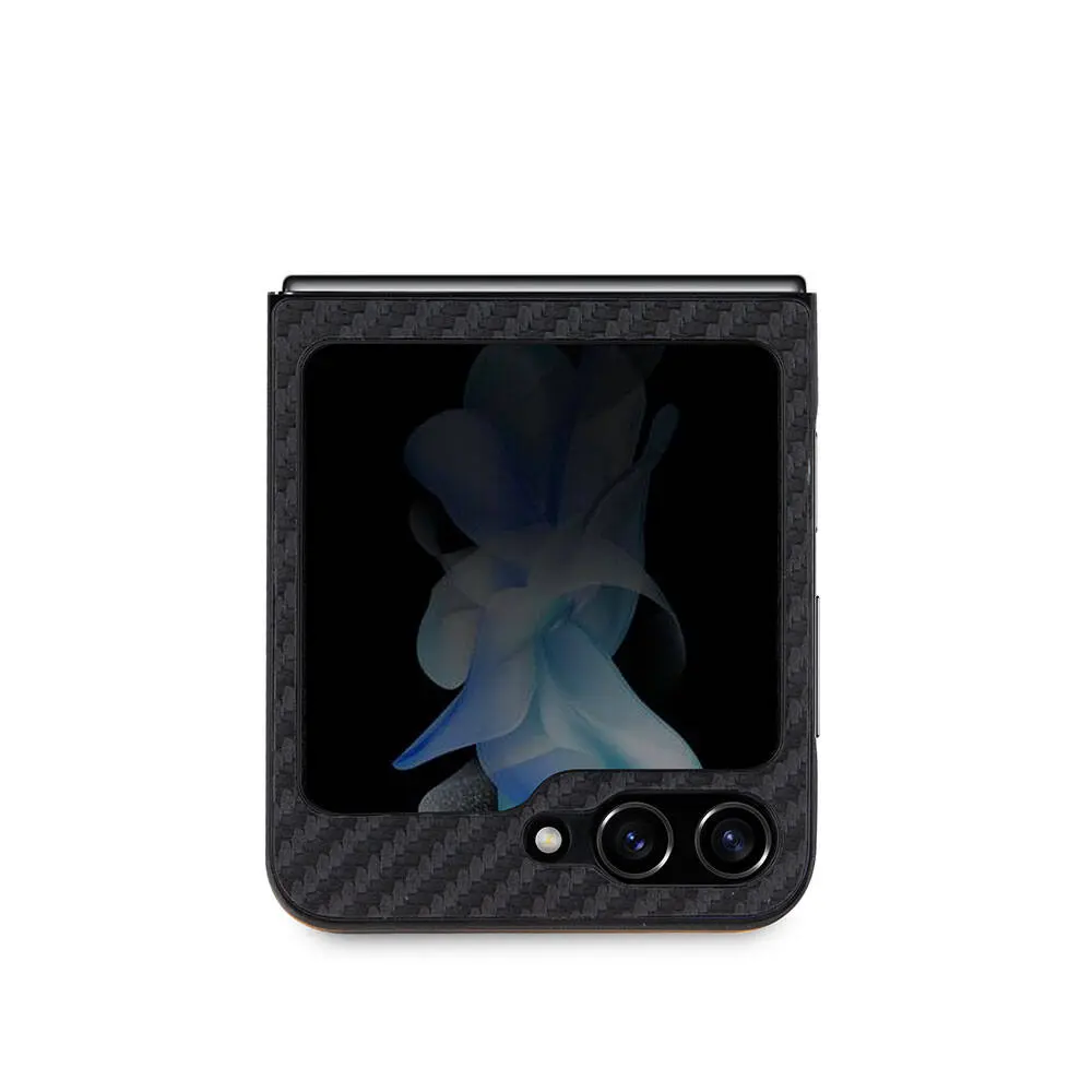Galaxy Z Flip 5 Kılıf, BMW M Logolu PU Karbon Kapak - Siyah