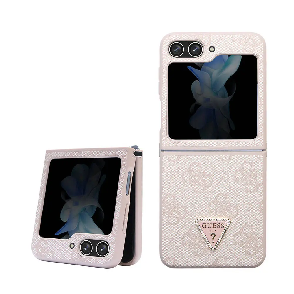 Galaxy Z Flip 5 Kılıf, Lisanslı PU Deri Taşlı Strass Kapak - Guess