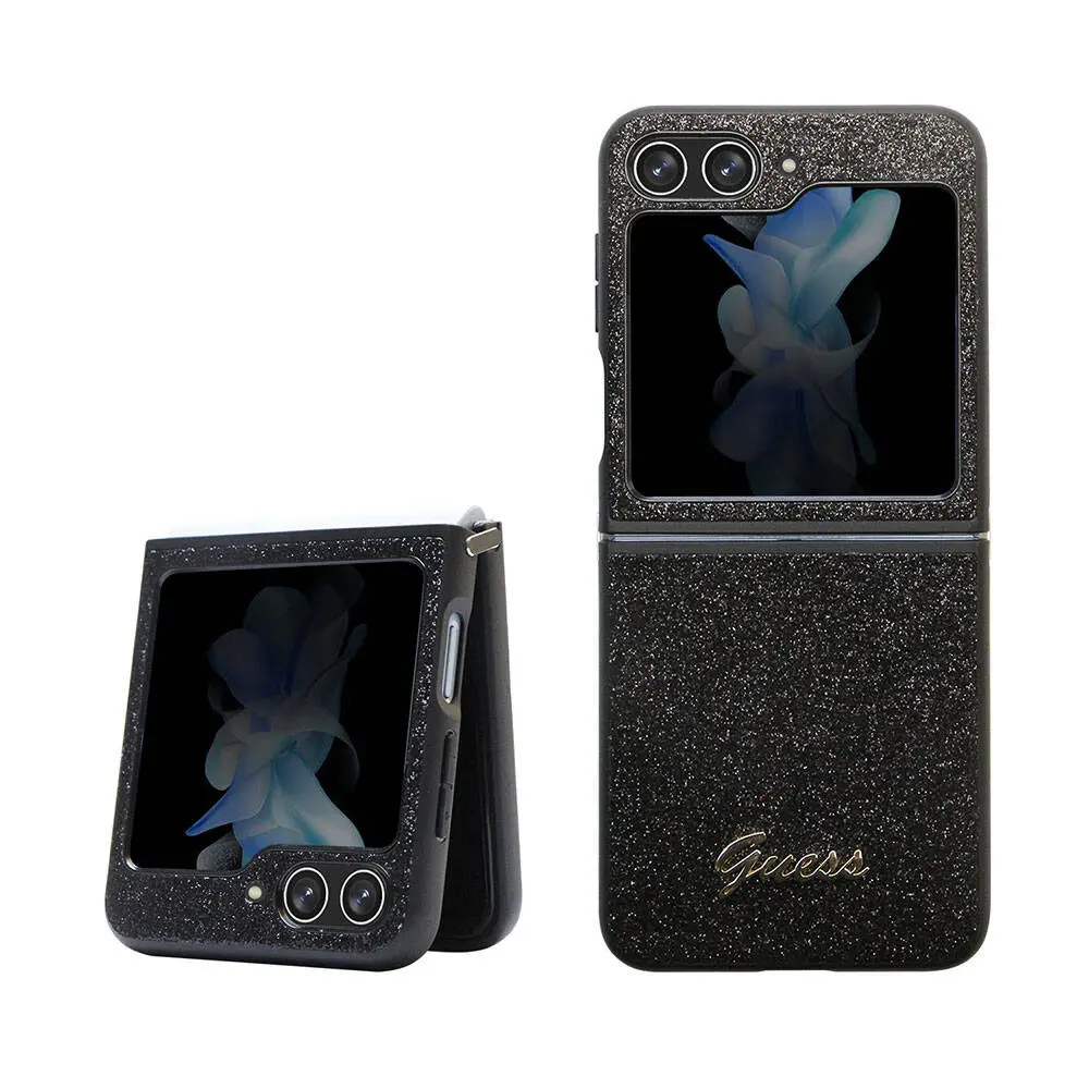 Galaxy Z Flip 5 Kılıf, Lisanslı Glitter Script Kapak - Guess