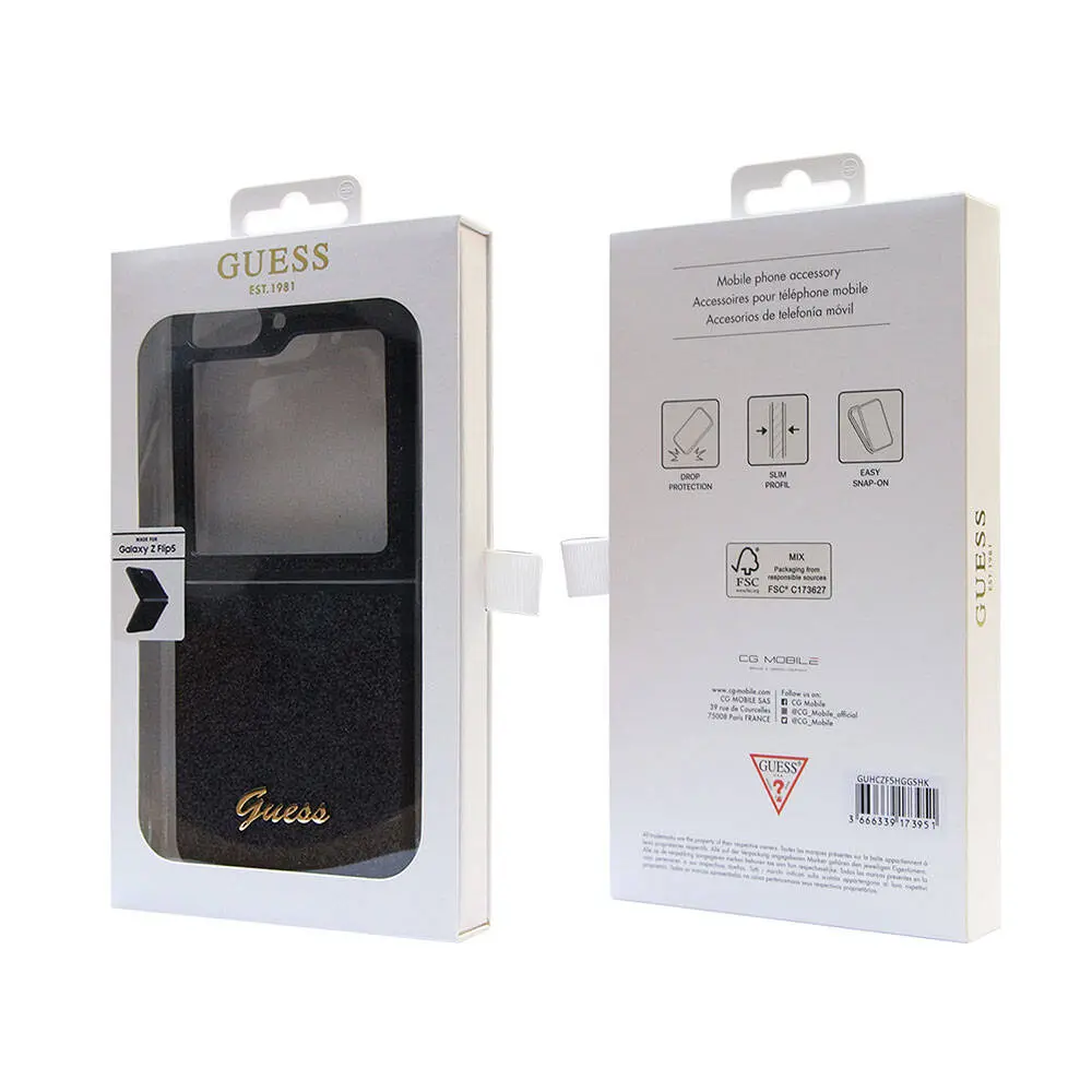Galaxy Z Flip 5 Kılıf, Lisanslı Glitter Script Kapak - Guess