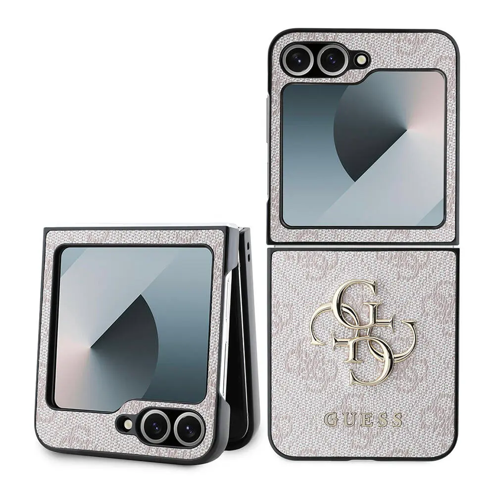 Galaxy Z Flip 6 Deri Görünümlü Metal Logolu Kılıf - Guess Lisanslı
