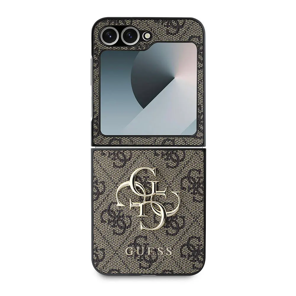 Galaxy Z Flip 6 Deri Görünümlü Metal Logolu Kılıf - Guess Lisanslı
