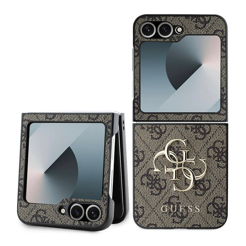 Galaxy Z Flip 6 Deri Görünümlü Metal Logolu Kılıf - Guess Lisanslı