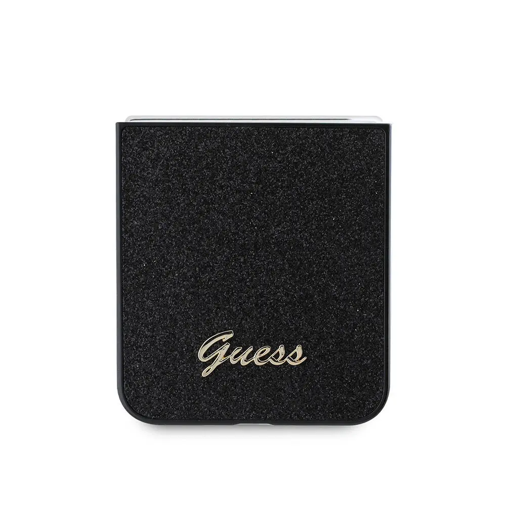 Galaxy Z Flip 6 Kılıf Guess Lisanslı Glitter Script Kapak - Siyah