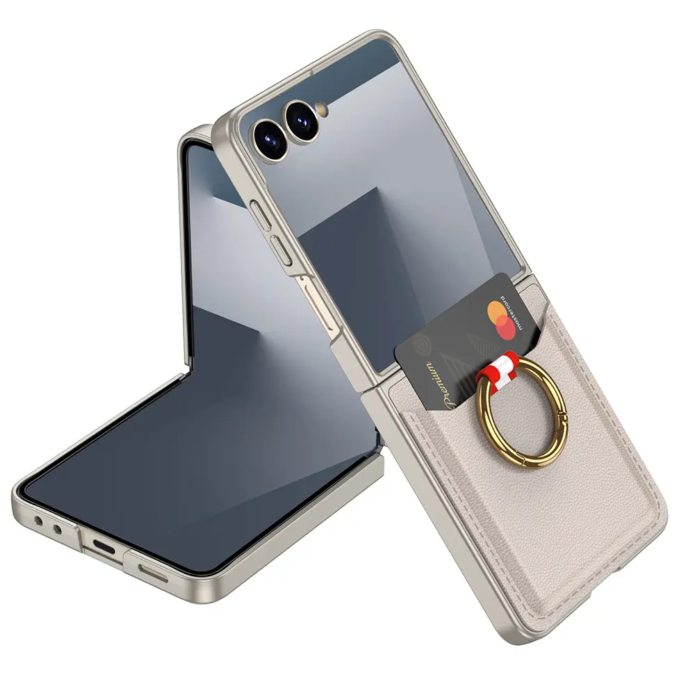 Galaxy Z Flip 7 Zore Kıpta Yüzüklü Kartlıklı Kapak