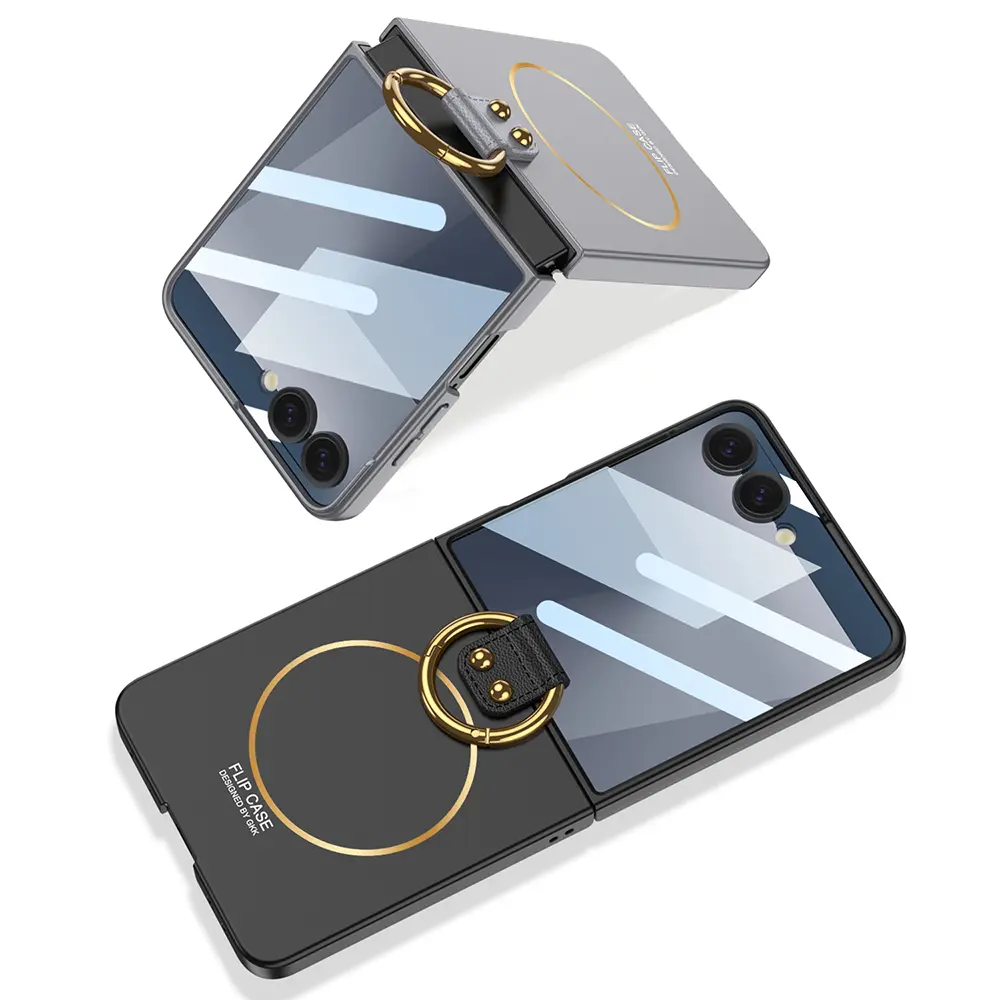 Galaxy Z Flip 7 Kılıf M-safe Şarj Özellikli Zore Kıpta Yüzüklü Flip Sert Kapak
