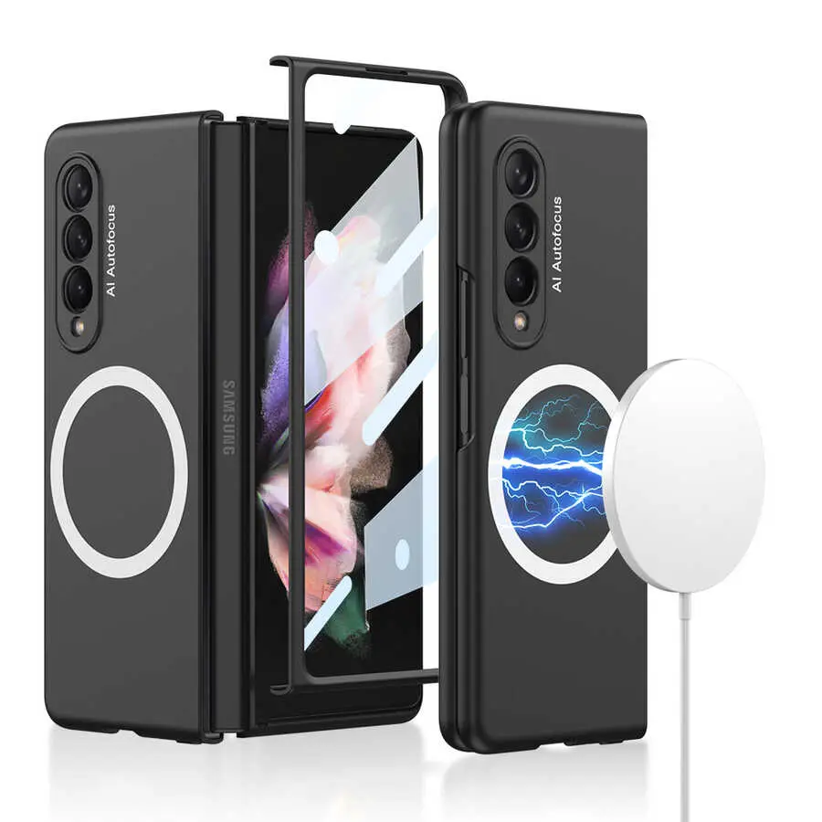Galaxy Z Fold 3 Kılıf Wireless Şarj Özellikli Zore Kıpta M-safe Kapak