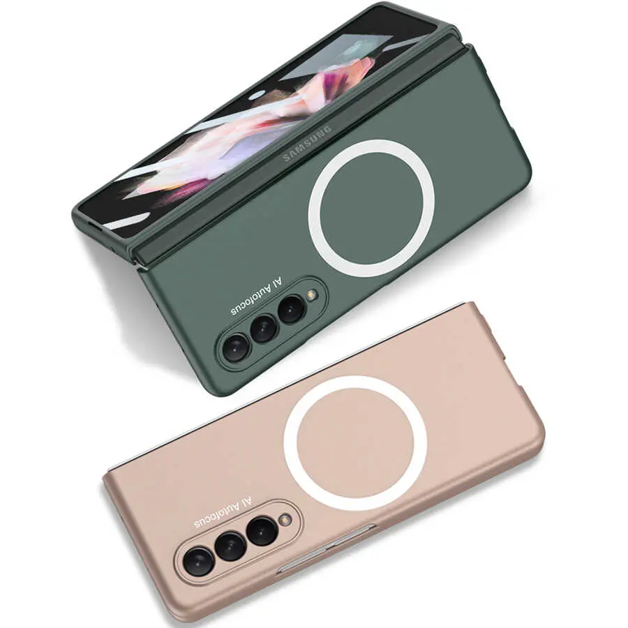 Galaxy Z Fold 3 Kılıf Wireless Şarj Özellikli Zore Kıpta M-safe Kapak