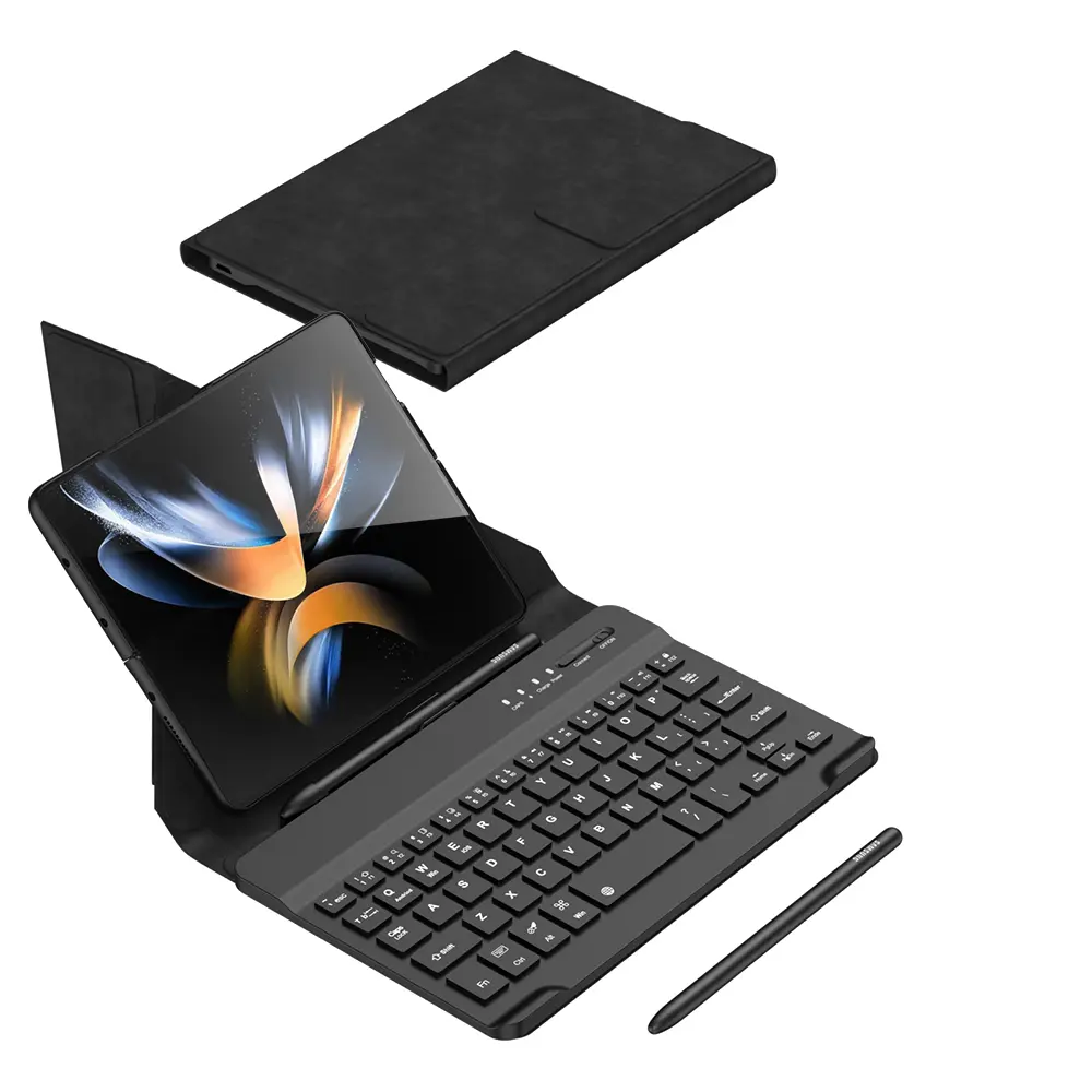 Galaxy Z Fold 3 Kılıf Standlı Klavyeli Kalem Bölmeli Zore Kıpta Klavyeli Kılıf