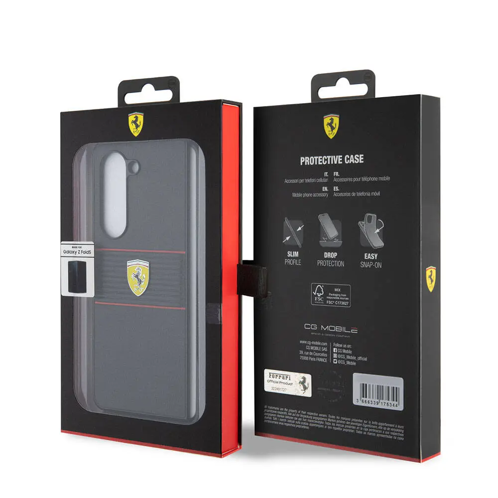 Galaxy Z Fold 5 Ferrari Lisanslı PU Deri Metal Logolu Kılıf