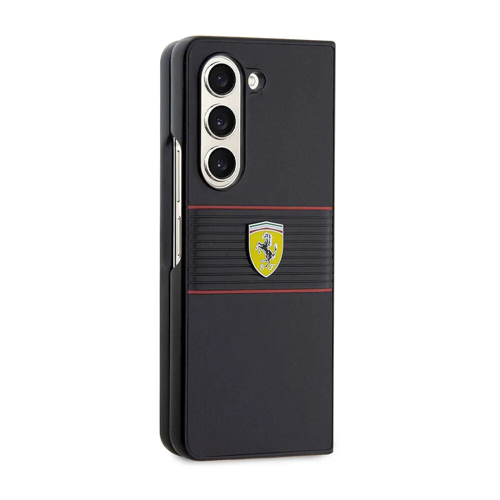 Galaxy Z Fold 5 Ferrari Lisanslı PU Deri Metal Logolu Kılıf