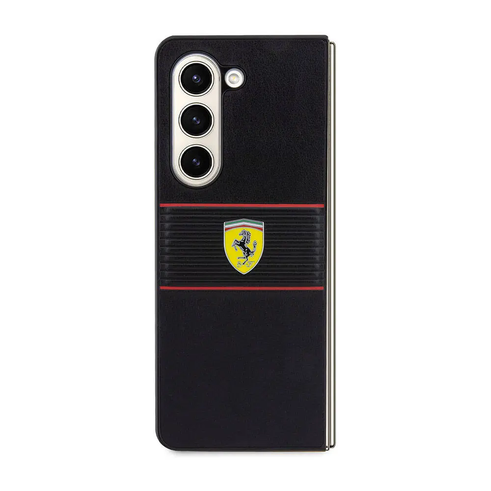 Galaxy Z Fold 5 Ferrari Lisanslı PU Deri Metal Logolu Kılıf