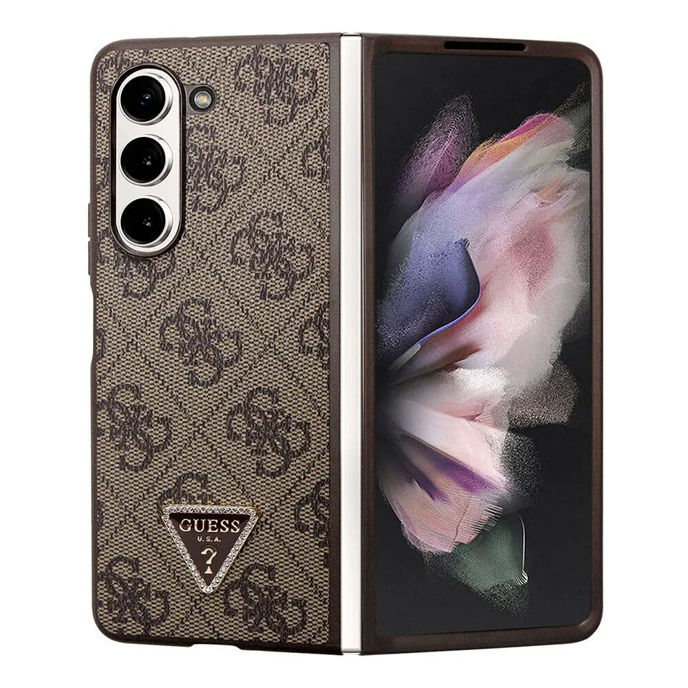 Galaxy Z Fold 5 Kılıf, Lisanslı PU Deri Taşlı Strass Kapak - Guess