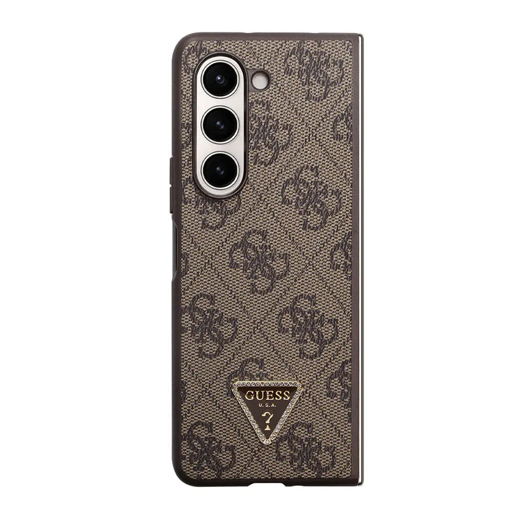 Galaxy Z Fold 5 Kılıf, Lisanslı PU Deri Taşlı Strass Kapak - Guess
