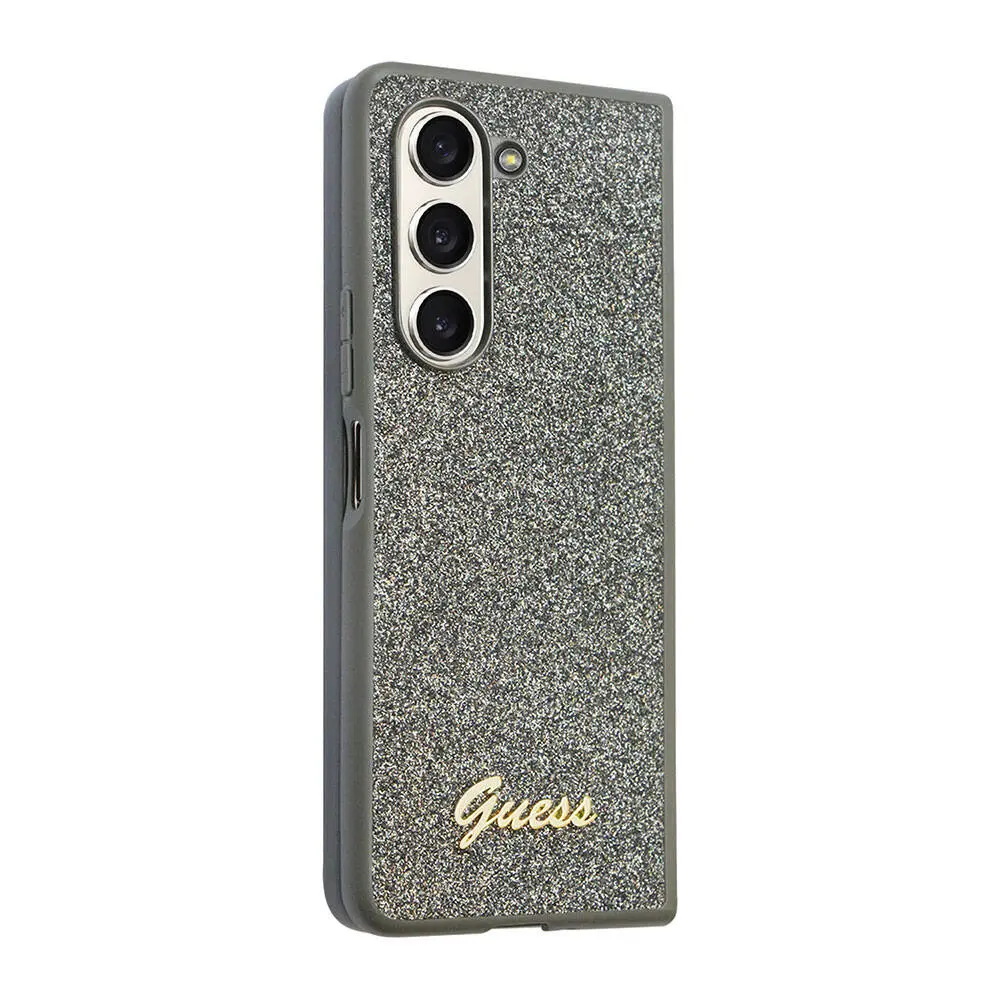 Galaxy Z Fold 5 Kılıf, Guess Lisanslı Glitter Flakes Kapak - Haki