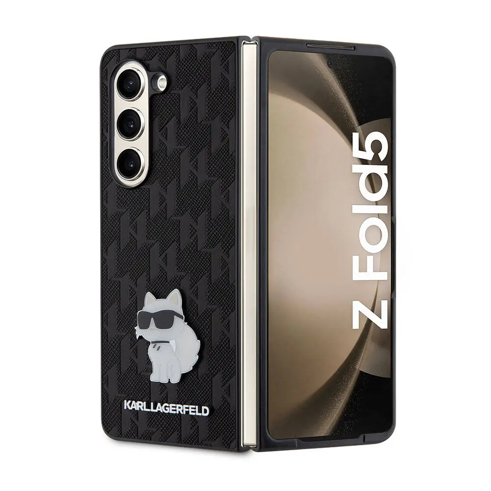 Galaxy Z Fold 5 Kılıf, Lisanslı Choupette Desenli Saffiano Kapak - Karl Lagerfeld