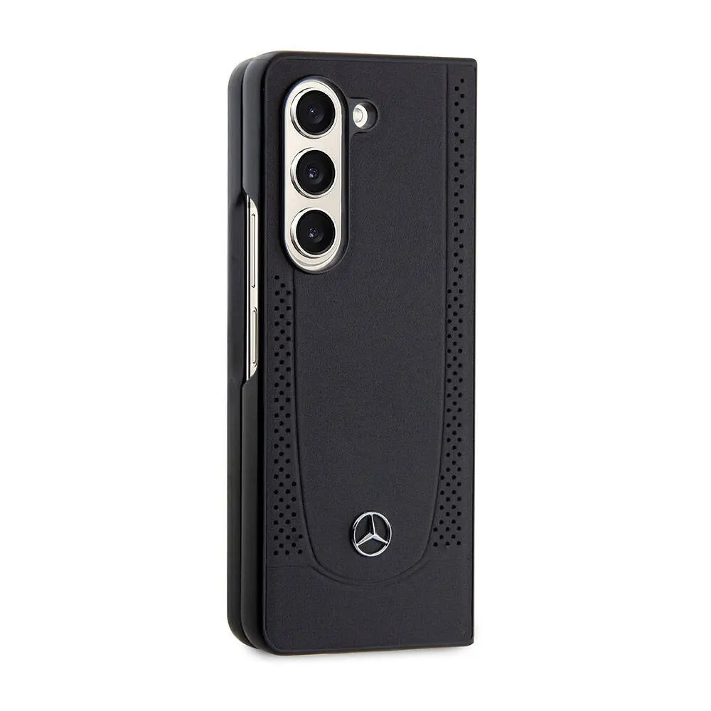 Galaxy Z Fold 5 Mercedes Benz Lisanslı Deri Kılıf, Metal Yıldız Logolu