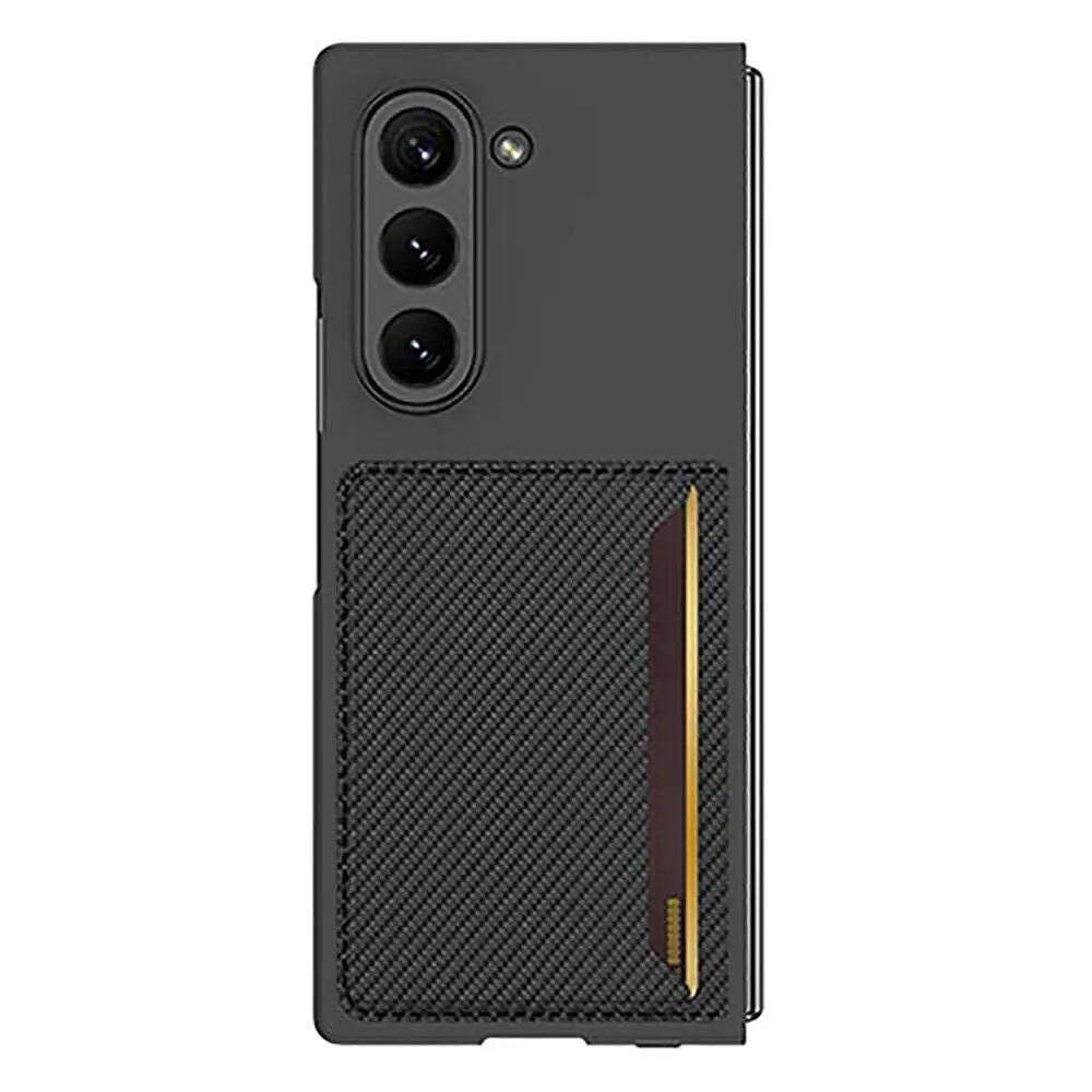 Galaxy Z Fold 6 Karbonfiber Görünümlü Kartlıklı Sert Kapak - GKK