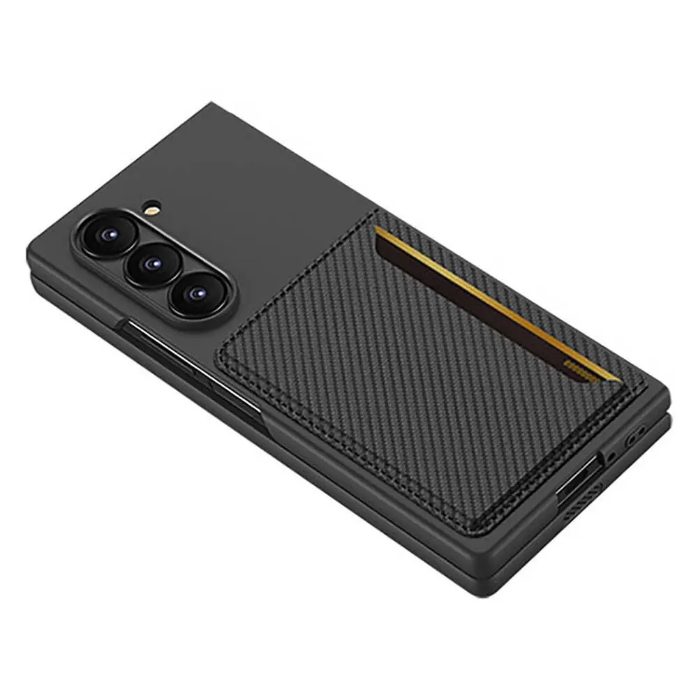Galaxy Z Fold 6 Karbonfiber Görünümlü Kartlıklı Sert Kapak - GKK