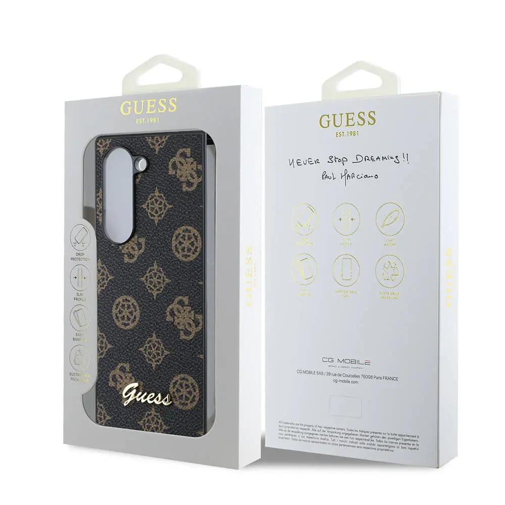 Galaxy Z Fold 6 Kılıf Guess Lisanslı Peony Script Kapak - Siyah
