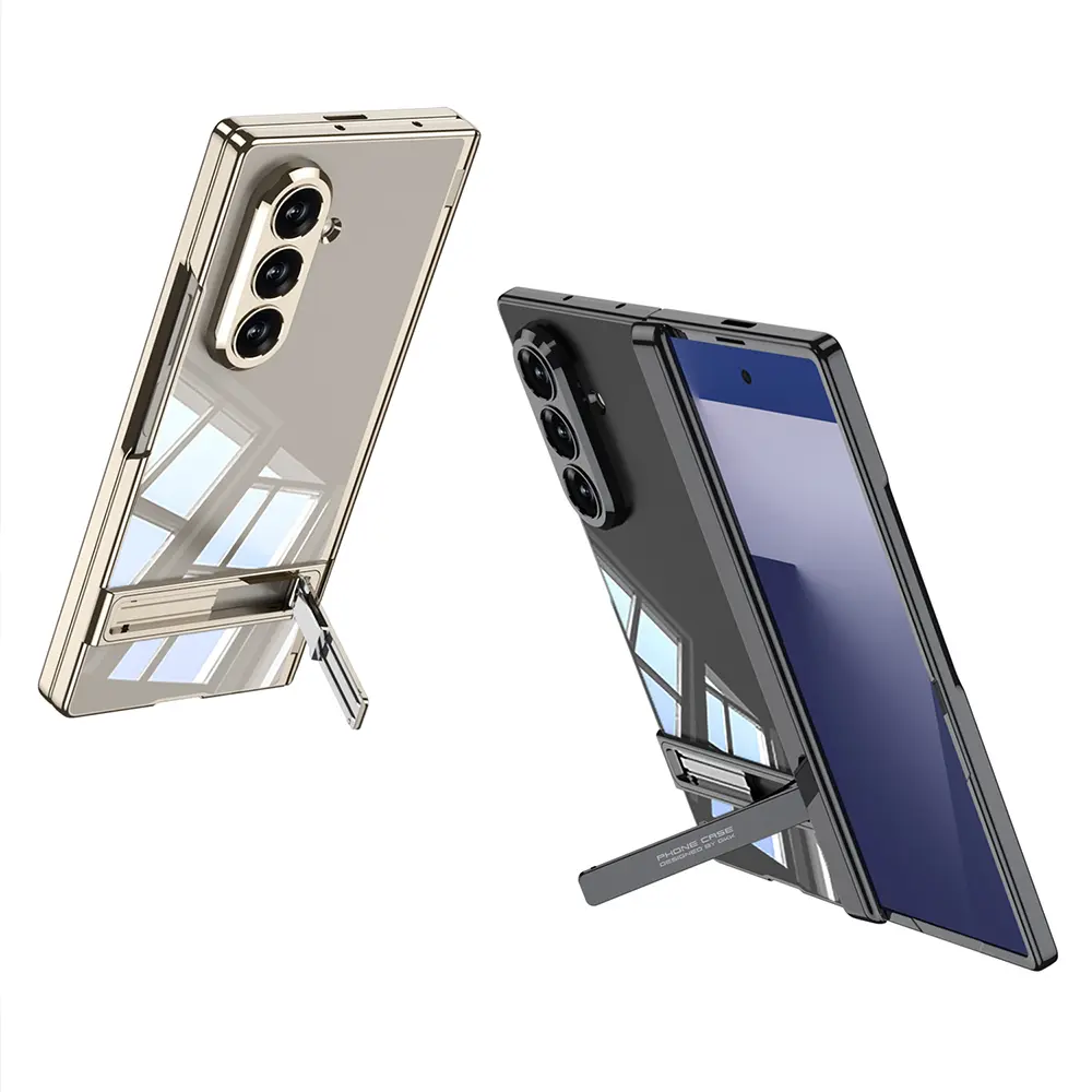 Galaxy Z Fold 7 Kılıf Kamera Korumalı Şeffaf Tasarımlı Zore Lego Standlı Kapak