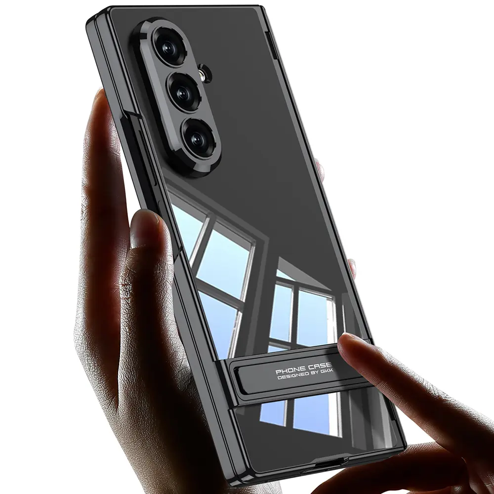 Galaxy Z Fold 7 Kılıf Kamera Korumalı Şeffaf Tasarımlı Zore Lego Standlı Kapak