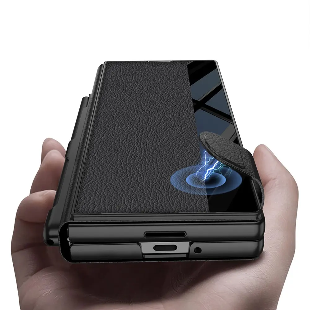 Galaxy Z Fold 7 Kılıf Kamera Korumalı Zore Kıpta Aynalı Kalem Bölmeli Fest Kapak