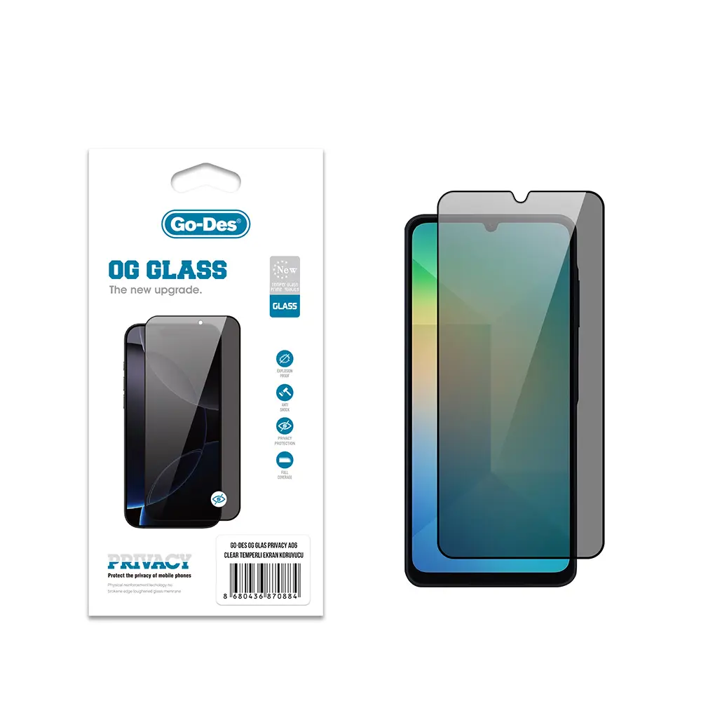 Galaxy A06 Gizlilik Filtreli Antistatik Temperli Cam Ekran Koruyucu - Go Des OG Glass Privacy