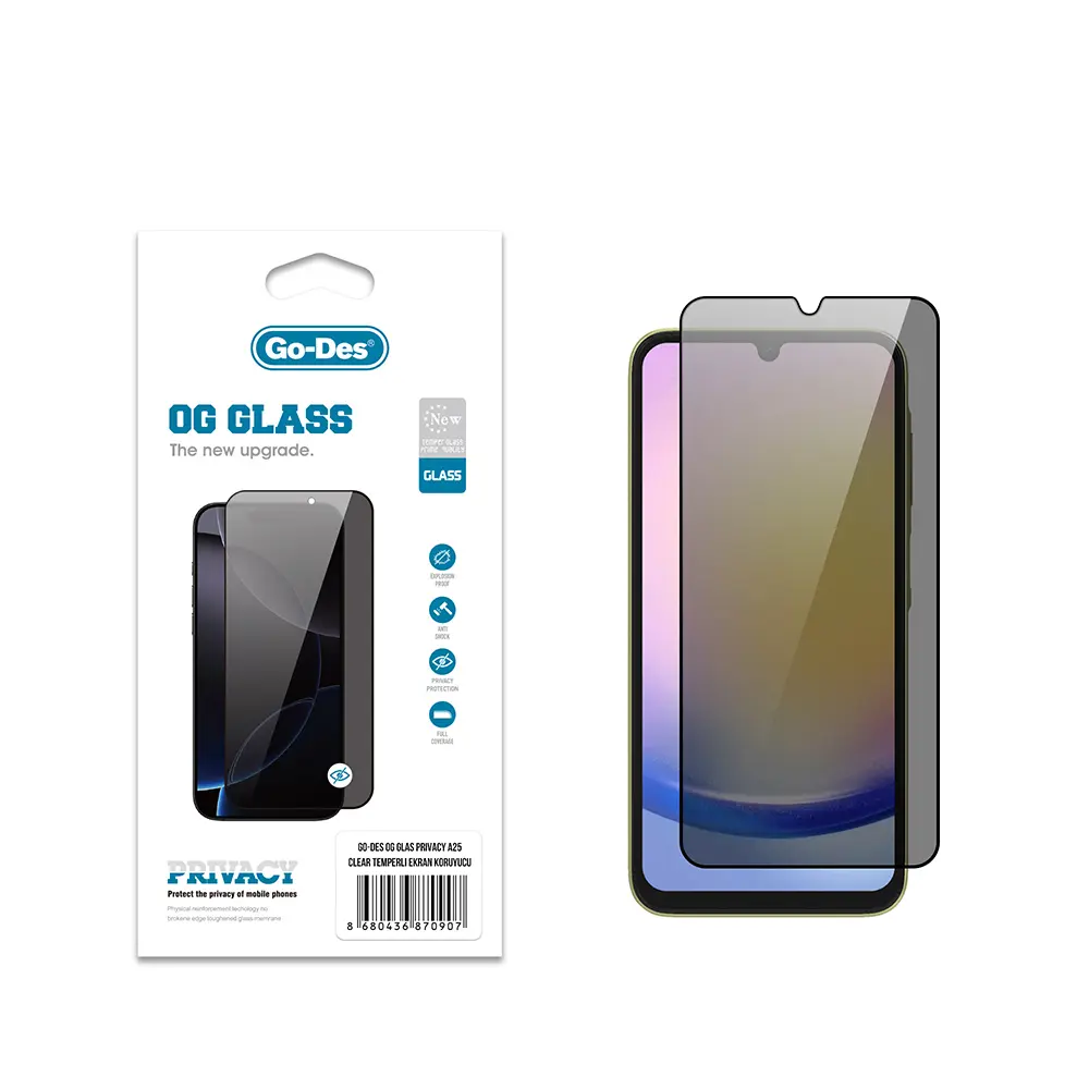 Galaxy A25 Gizlilik Filtreli Temperli Cam Ekran Koruyucu - Go Des OG Glass Privacy