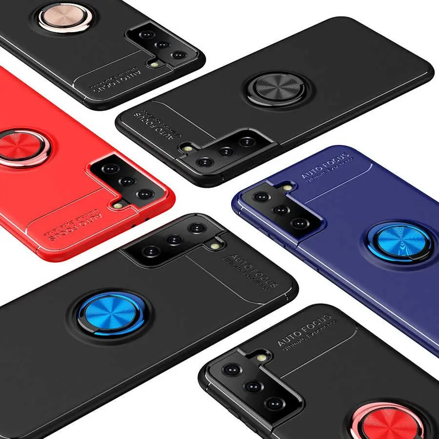 Galaxy S21 Yüzüklü Silikon Kılıf, Manyetik ve Standlı - Zore Ravel