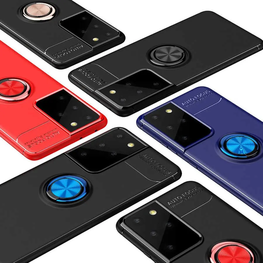 Galaxy S21 Ultra Yüzüklü Silikon Kılıf - Zore Ravel
