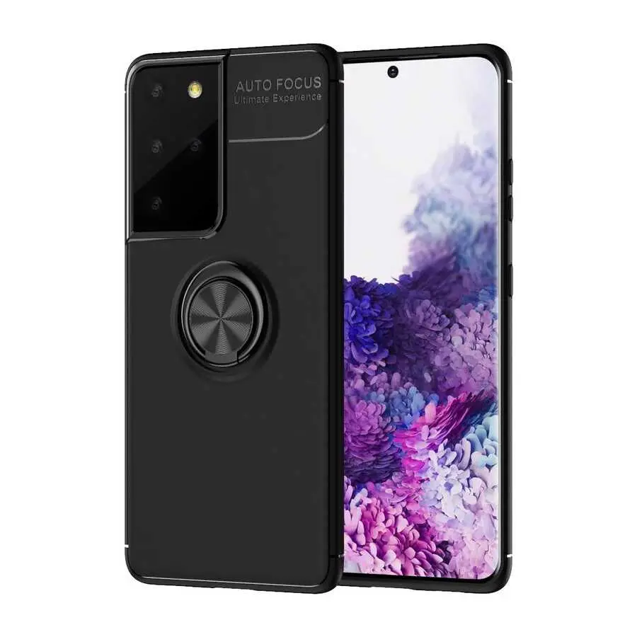 Galaxy S21 Ultra Yüzüklü Silikon Kılıf - Zore Ravel