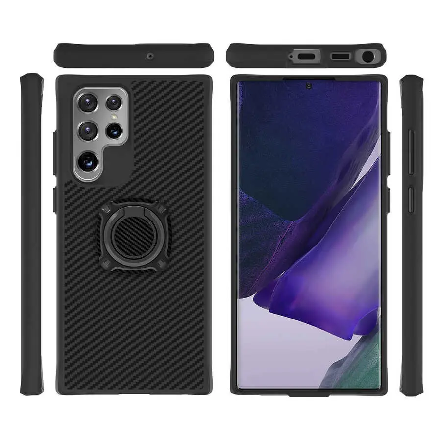 Galaxy S22 Ultra Döner Yüzük Aparatlı Kılıf - Zore Timo