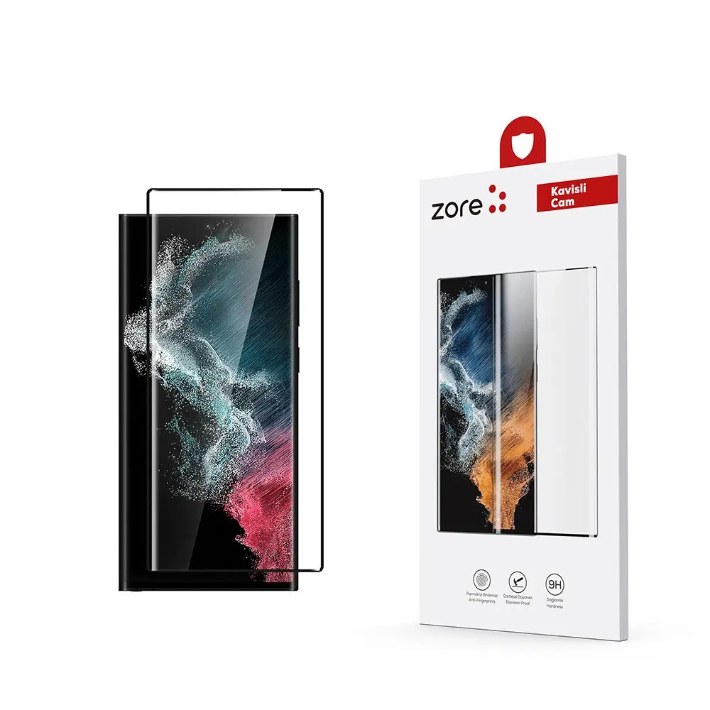 Galaxy S22 Ultra Tam Kaplama 9H Cam Ekran Koruyucu - Zore Dias