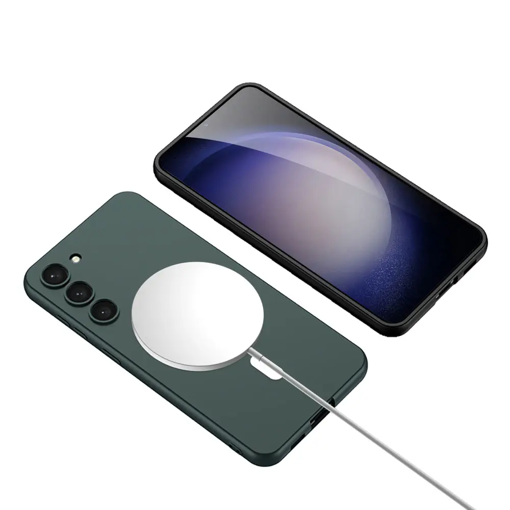 Galaxy S23 Kılıf Wireless Şarj Özellikli Zore Kıpta M-safe Silikon Kapak