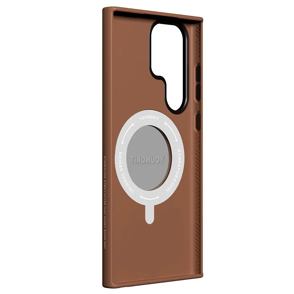 Galaxy S23 Ultra MagSafe Uyumlu 360° Standlı Mat Deri Kılıf - Youngkit Tech Leather