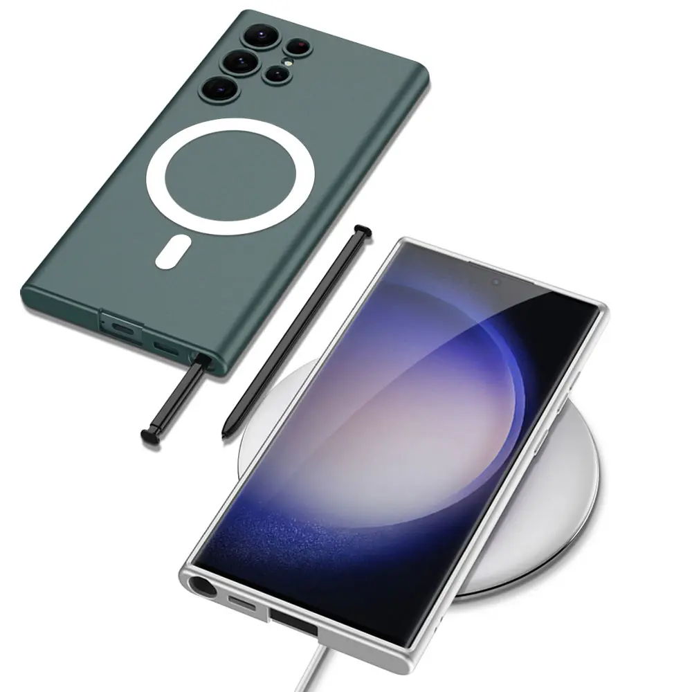 Galaxy S23 Ultra Kılıf Wireless Şarj Özellikli Zore Kıpta M-safe Silikon Kapak