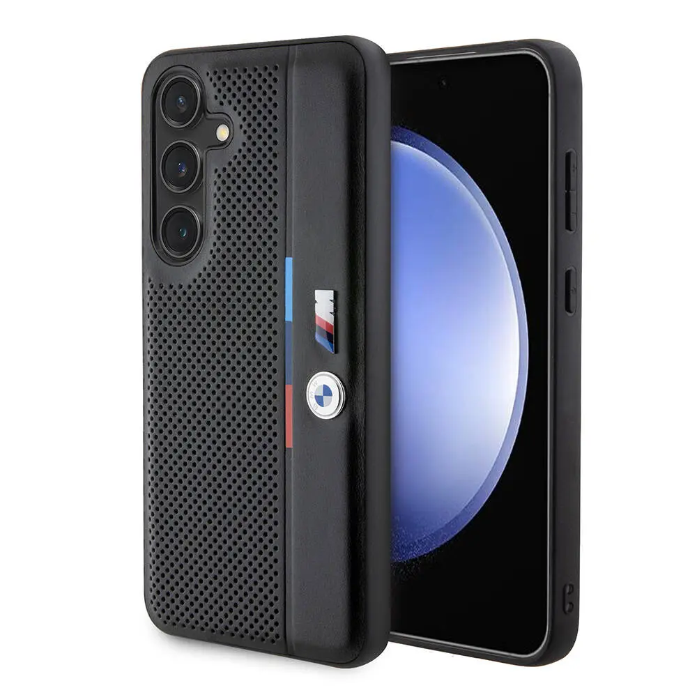 Galaxy S24 BMW Lisanslı M Logolu Üç Renk Çizgili Delikli Kılıf - Detail Line