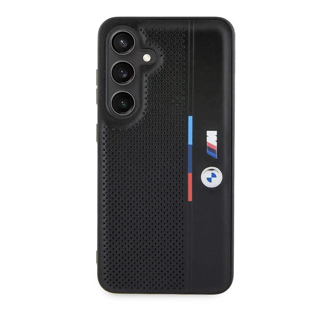 Galaxy S24 BMW Lisanslı M Logolu Üç Renk Çizgili Delikli Kılıf - Detail Line