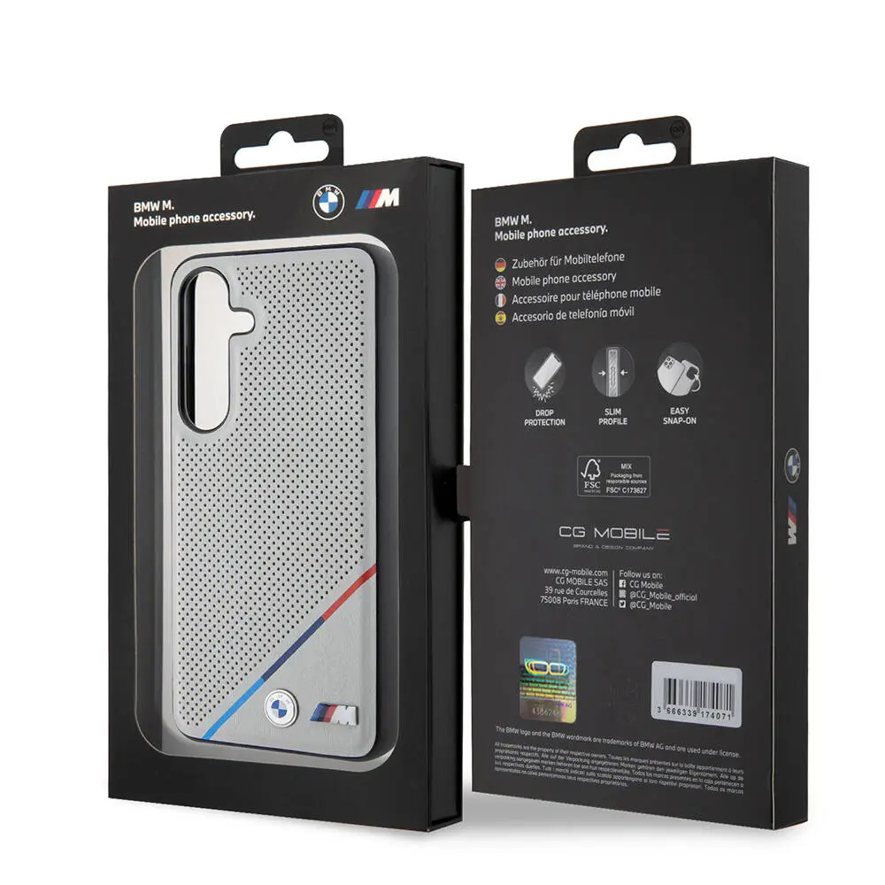 Galaxy S24 MagSafe Uyumlu Delikli Deri Kılıf - BMW M Logolu