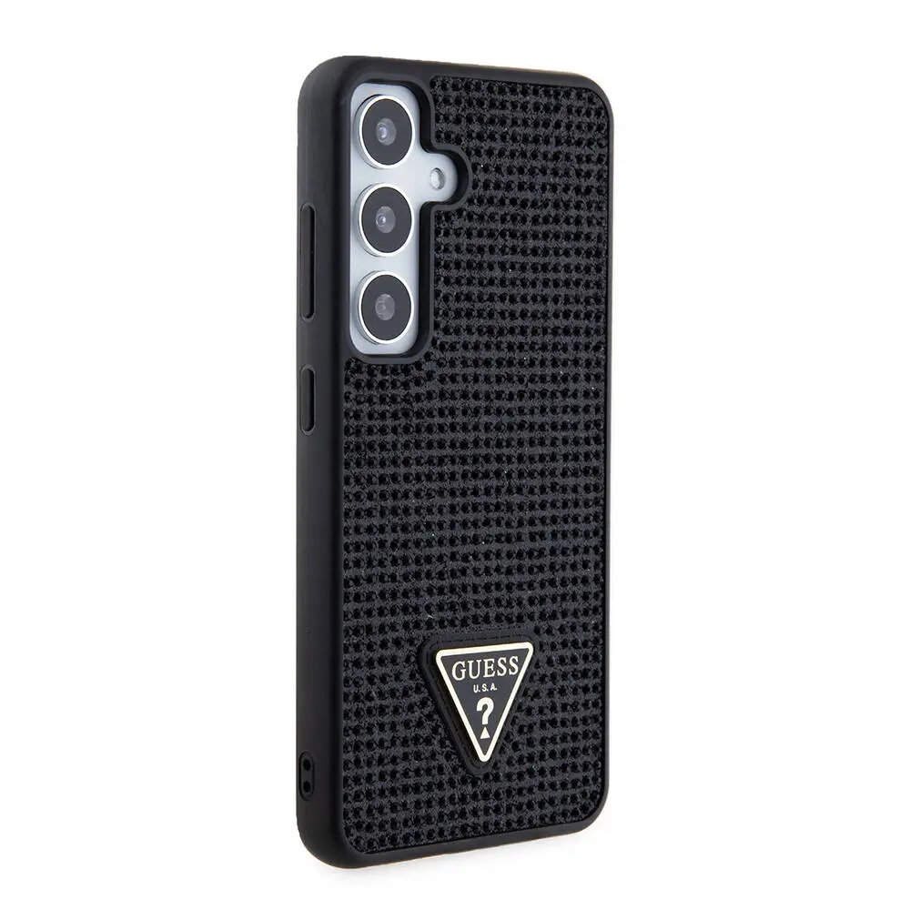 Galaxy S24 Taşlı Arka Yüzey Üçgen Logolu Kılıf - Guess Lisanslı