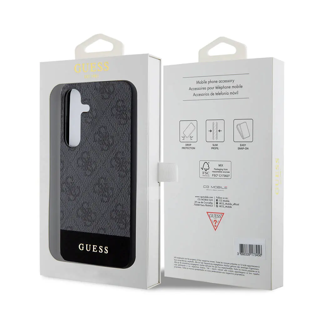 Galaxy S24 PU Deri Şerit Logo Tasarımlı Kılıf - Guess Lisanslı