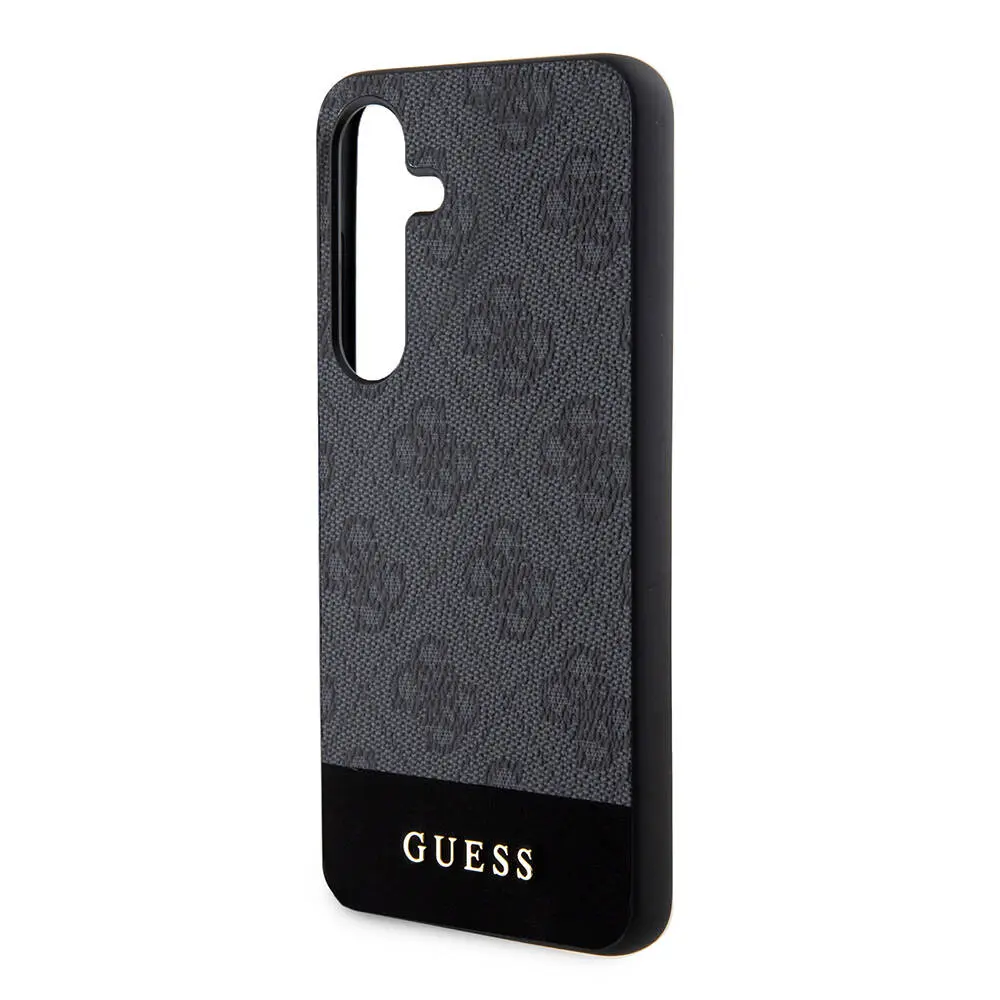 Galaxy S24 PU Deri Şerit Logo Tasarımlı Kılıf - Guess Lisanslı