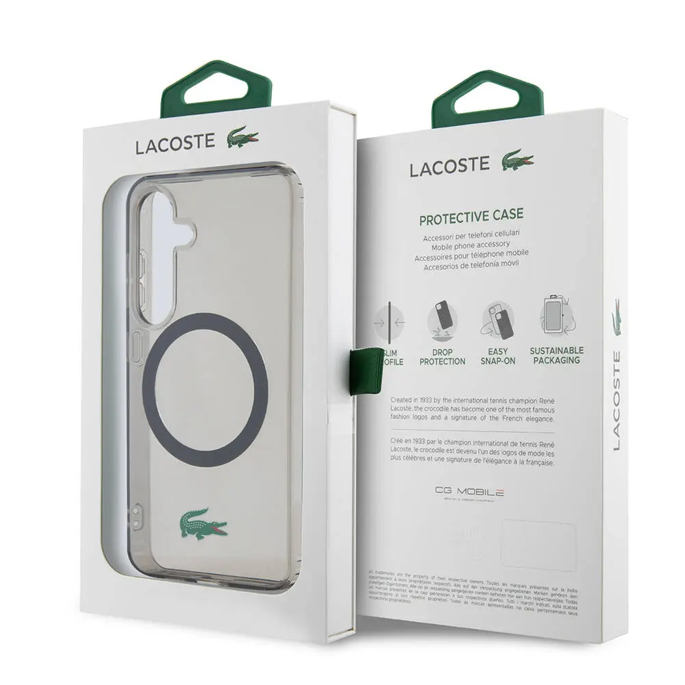 Galaxy S24 MagSafe Uyumlu Şeffaf Kılıf - Lacoste Timsah Logo