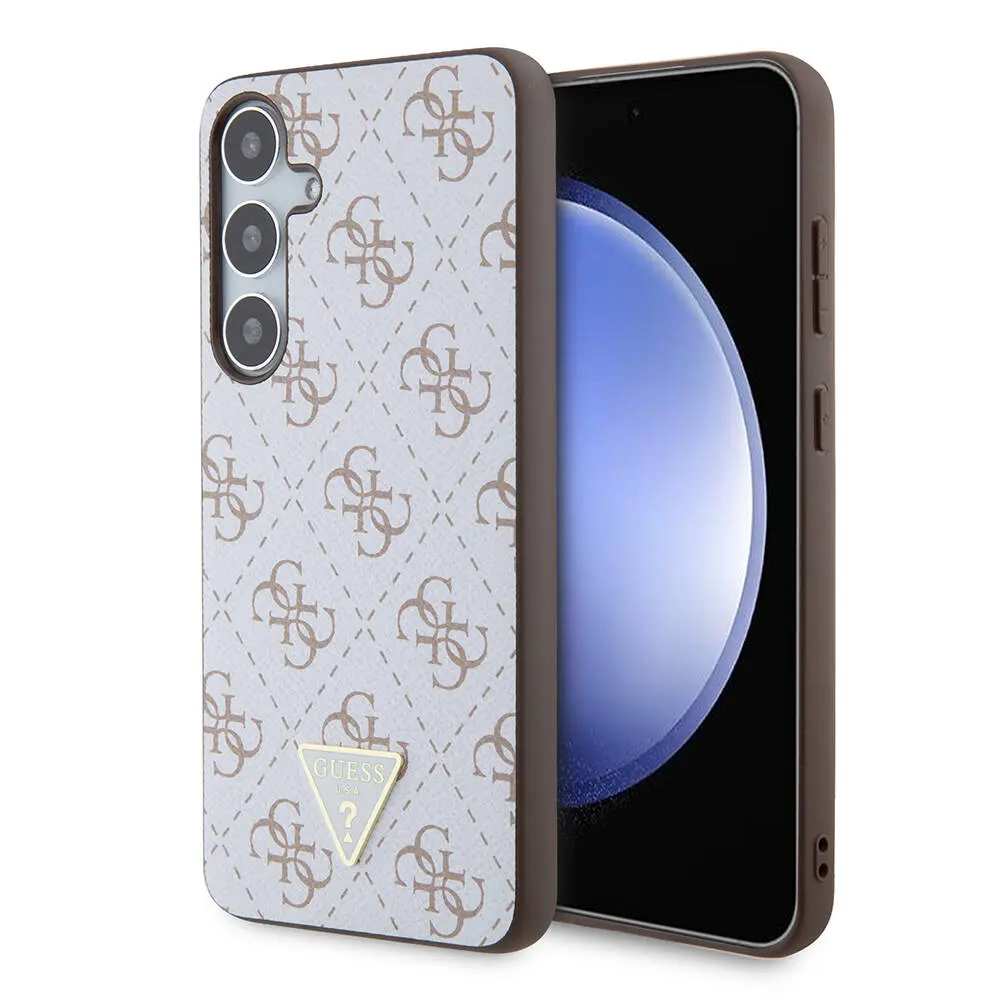 Galaxy S24 Plus Kılıf Guess Lisanslı PU Üçgen Logo 4G Desenli Kapak