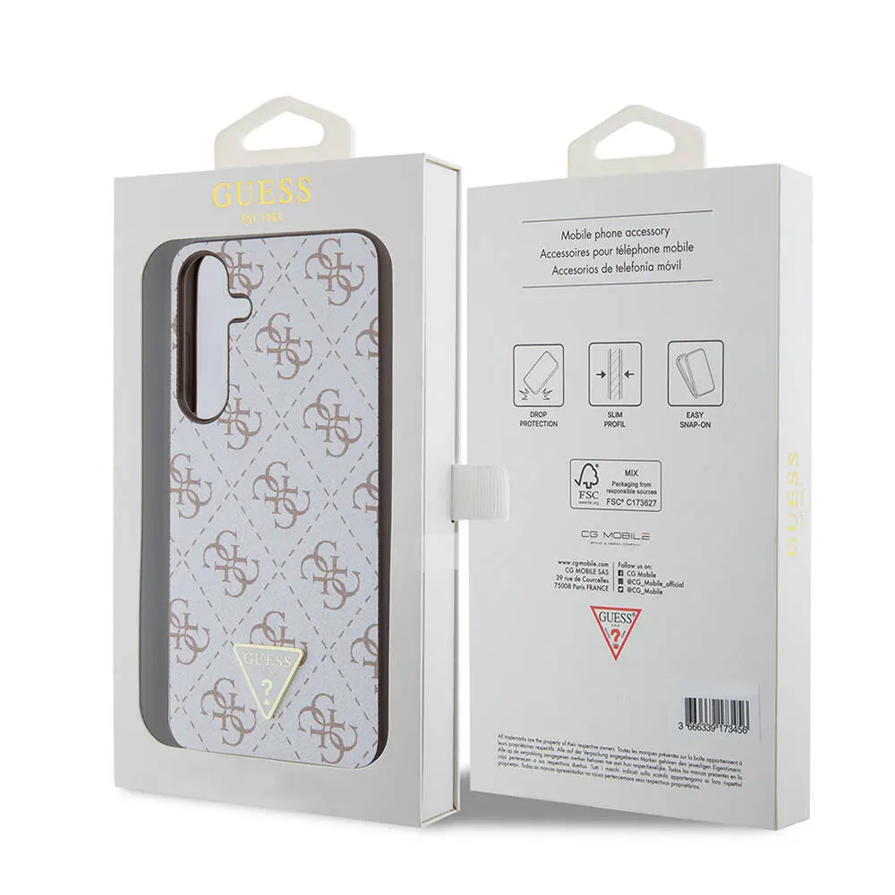 Galaxy S24 Plus Kılıf Guess Lisanslı PU Üçgen Logo 4G Desenli Kapak