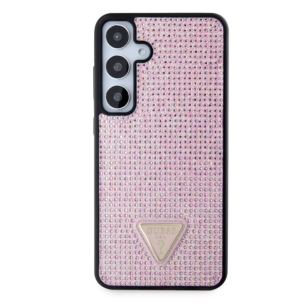 Galaxy S24 Plus Taşlı Arka Yüzey Üçgen Logolu Kılıf - Guess