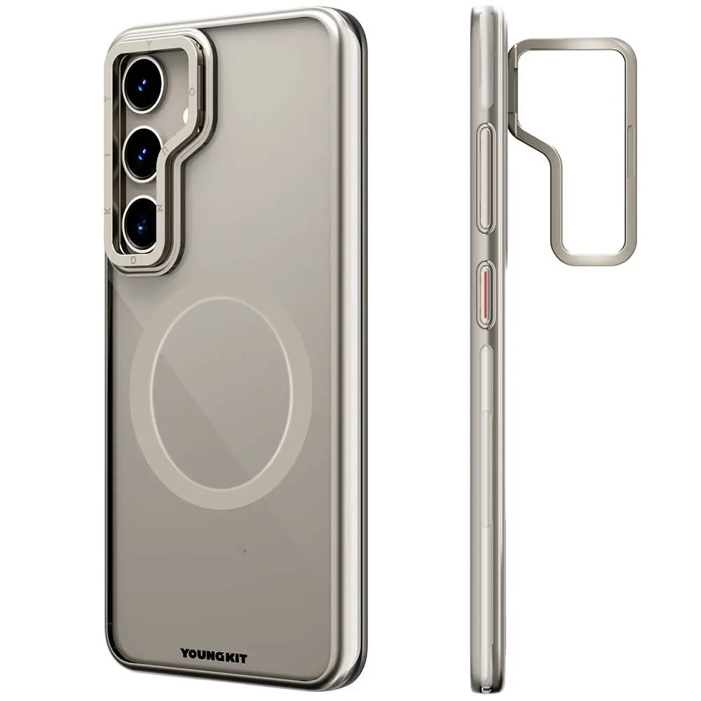 Galaxy S24 Plus MagSafe Uyumlu Şeffaf Kılıf - Youngkit Crystal Grid
