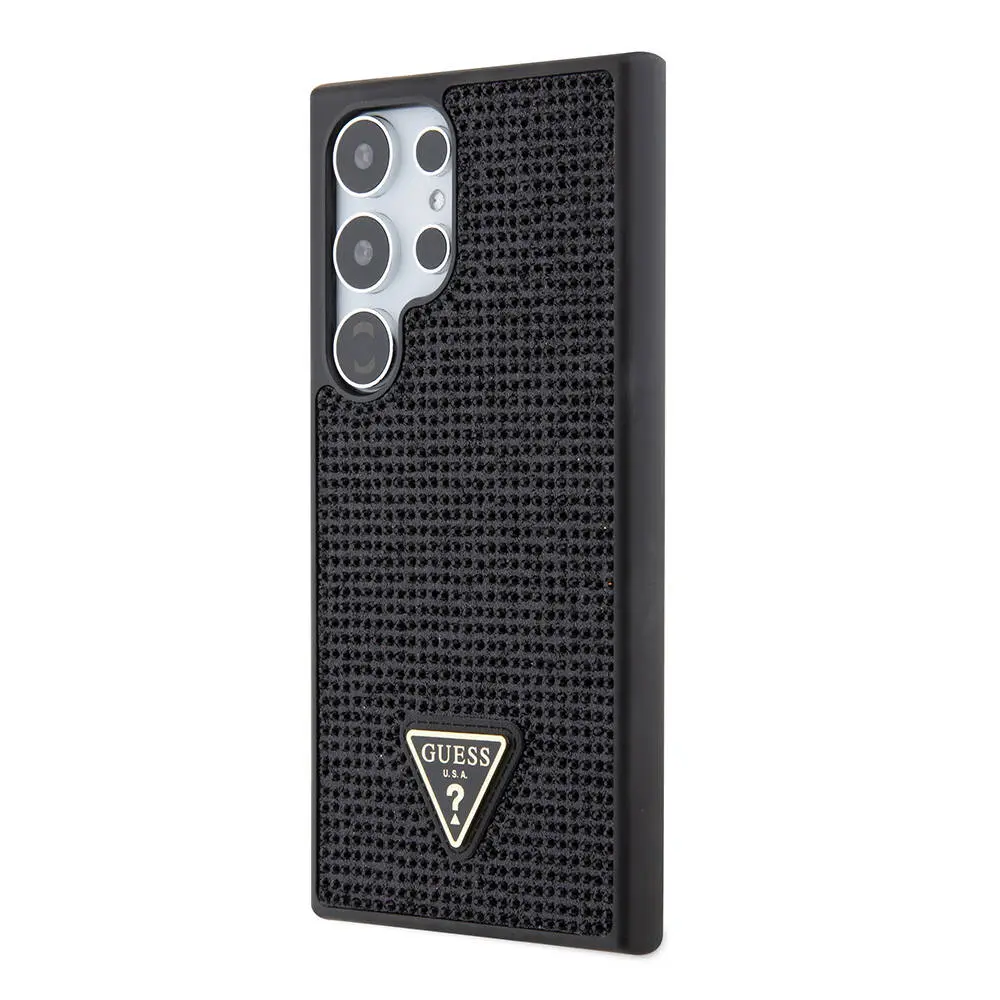 Galaxy S24 Ultra Taşlı Arka Yüzey Üçgen Logolu Kılıf - Guess