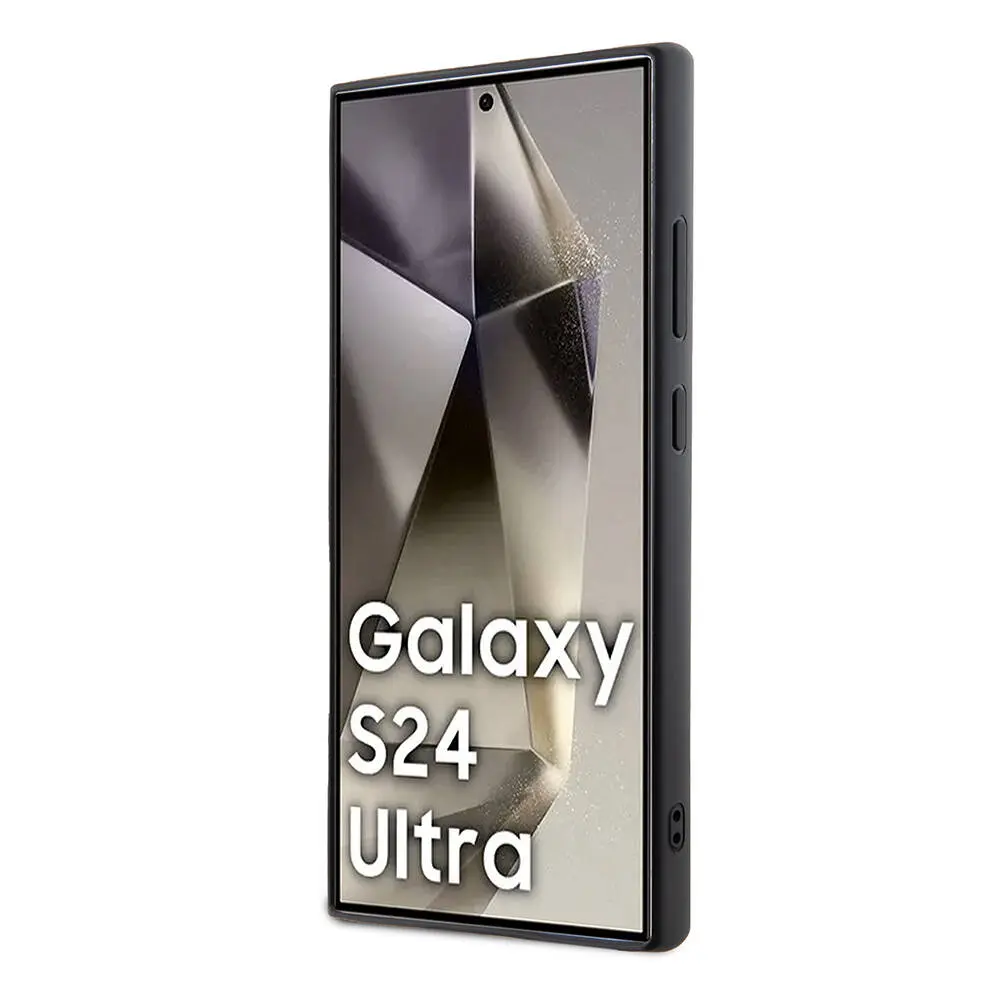 Galaxy S24 Ultra Taşlı Arka Yüzey Üçgen Logolu Kılıf - Guess